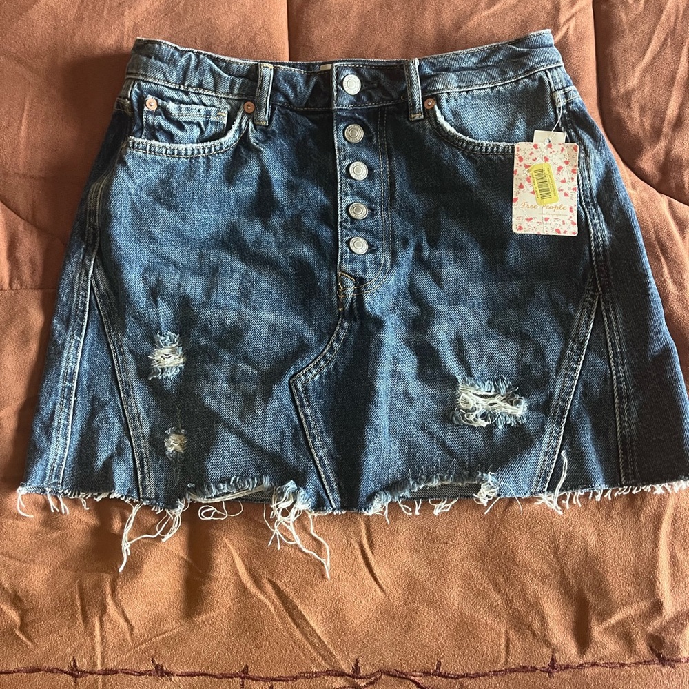 NWT We The Free Blue Denim button fly skirt! Size 30